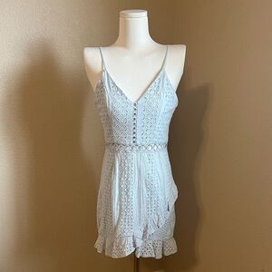 Blue Lace Spaghetti Strap Dress